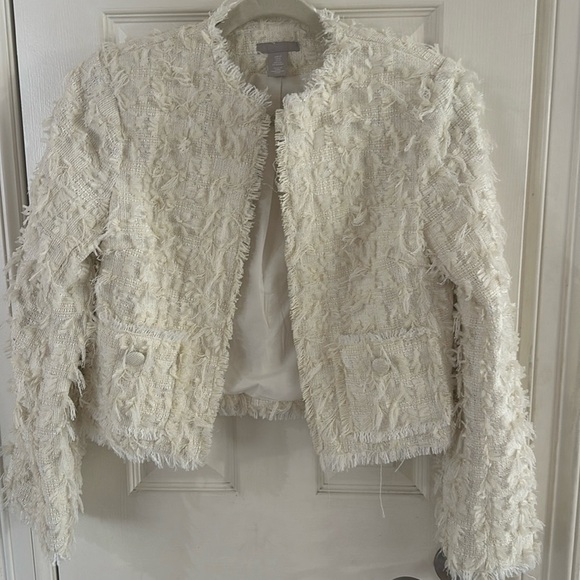 DESIGNER LOOK A LIKE SHAG FRINGE CREAM COLORED CROP LADY JACKET SIZE XS - Picture 3 of 8